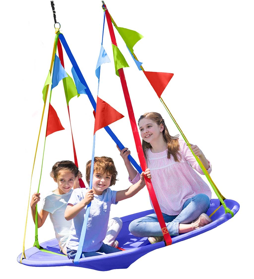 HearthSong Rainbow Flag Giant Outdoor Platform Tree Swing for
